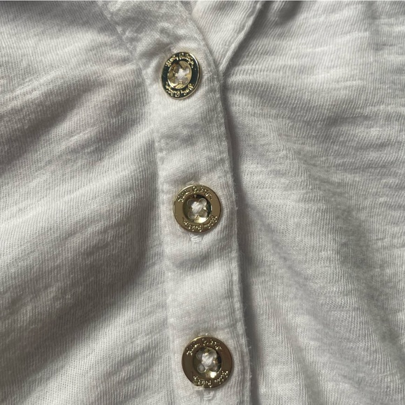Lilly Pulitzer Essie white v-neck tank top with gold buttons, size XS - Picture 5 of 9
